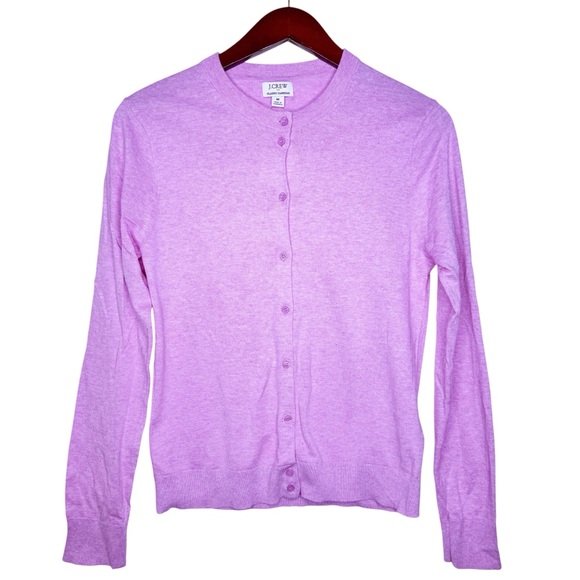 J. Crew Factory Sweaters - J. CREW NWT Classic Cotton Cardigan Sweater Size Medium in Heather Berry